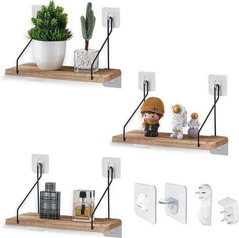 Amazon.com: CONDRA FIELD No Drill Shelf,3 Pack Upgrade Floating Shelves with 3 Installation Options,Students and Renter Friendly Wall Hanging Shelves,Perfect for Dorm,Bathroom,Kitchen,Living Room : Home & Kitchen No Drill Shelves, Renter Friendly Wall, Dorm Bathroom, Wall Hanging Shelves, Apartment Life, Wall Mounted Shelves, Renter Friendly, Hanging Shelves, Kitchen Living Room