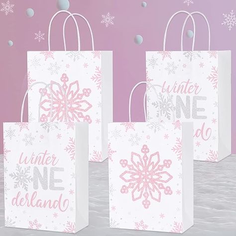 Winter Onderland Party Favors, Winter Onederland Party Favors, Winter Onderland Birthday, Teen Party Favors, Fall Party Favors, Paper Treat Bags, Baby Shower Gift Favors, Birthday Party Favor Bags, Winter Party Themes