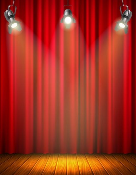 Free vector illuminated empty stage with... | Free Vector #Freepik #freevector #theater #theatre #background-stage #empty-stage Talent Show Background, Theatre Illustration, Light Blue Curtains, Theatre Curtains, Curtains Pictures, Stage Curtains, Stage Background, Supreme Wallpaper, Gold Curtains