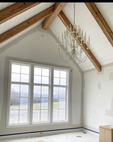 Vaulted Ceiling Beams, Cathedral Ceiling Living Room, Vaulted Ceiling Bedroom, Vaulted Ceiling Ideas, Beams Living Room, Barn House Interior, Vaulted Ceiling Living Room, Liberty House, Ceiling Treatments