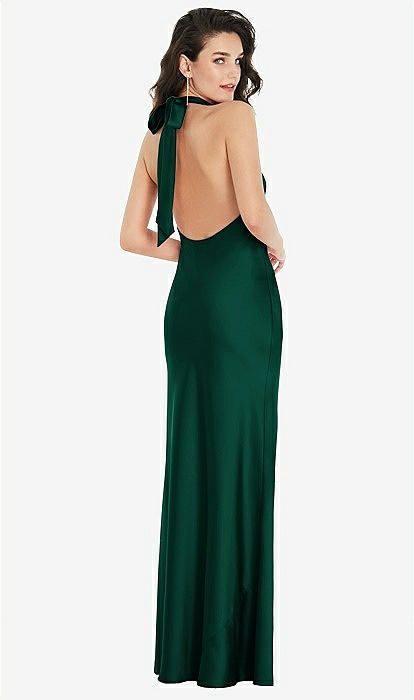 Scarf Tie High-neck Halter Maxi Slip Bridesmaid Dress In Hunter Green | The Dessy Group Slip Bridesmaids Dresses, Bridesmaid Scarves, Navy Halter Dress, Charmeuse Dress, High Neck Halter, Scarf Tie, Social Dresses, Infinity Dress, Dress Order