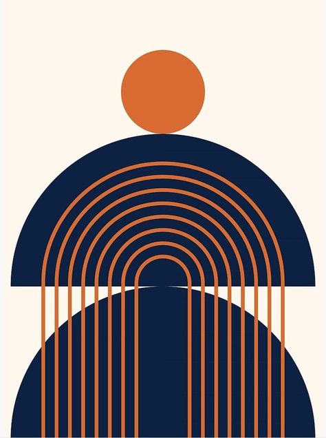 Geometric lines in sun and rainbow pattern inNavy Blue Orange shades themed. This minimalism abstract artwork is an excellent gift for yourself or for your beloved families and friends, designed by nineFlorals. Dark Blue And Orange Aesthetic, Fireplace Artwork, Udaipur Wedding, Sun And Rainbow, Orange Artwork, Rainbow Poster, Orange Rainbow, Orange Shades, Orange Painting