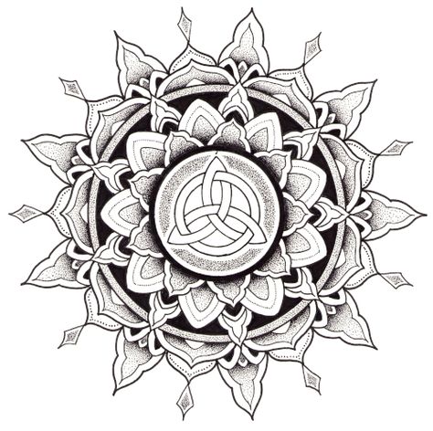 Celtic knot mandala in pen and ink dotwork   #celtic #mandala #dotwork #geometry #sacredgeometry #penandink #tattoo #tattooidea #tattoodesign #dots #dot #pointillism Viking Mandala Tattoo, Celtic Mandala Design, Celtic Knot Mandala, Disc Ideas, Mandala Tattoo Meaning, Mandala Tattoo Designs, Dotwork Mandala, Gear Tattoo, Small Mandala