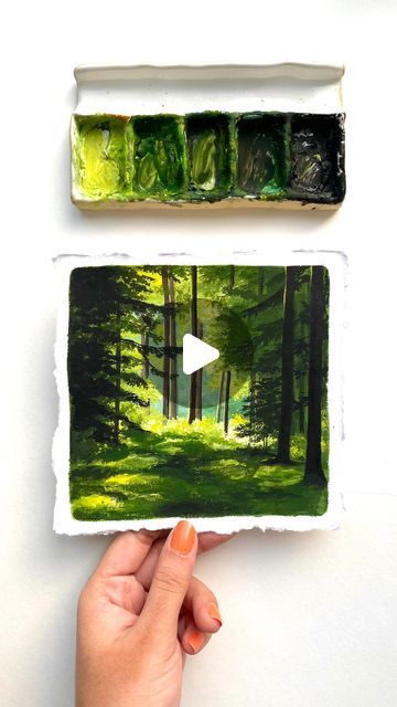 Anjana G on Instagram: "🤍🌿  Himi gouache paints on cotton paper.  This song makes me feel like I’m in the woods amidst lush greens with sunlight! What do you feel?☺️ . . . . . . #lushgreens #forestpainting #gouachepainting #gouacheillustration #bangaloreartists #processvideo #paintingprocess #naturepainting #artreels #woodspainting #reelsviral #ａｅｓｔｈｅｔｉｃ #trendingreels #trendingnow #explorepage #creativeart #aestheticart #aestheticedits #artoftheday #aestheticreels #trending #artistsoninstagram #indianartist #sketchbookart #the_tinted_palette" Himi Gouache, Gouache Paints, Gouache Illustrations, What Do You Feel, Forest Painting, Indian Artist, Painting Process, Nature Paintings, Gouache Painting