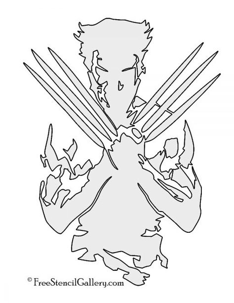 Wolverine Stencil | Free Stencil Gallery Hulk Stencil, Xmen Tattoo, Scary Pumpkin Carving Patterns, Halloween Pumpkins Carvings Designs, Halloween Pumpkin Templates, Free Stencils Printables, Halloween Stencils, Pumpkin Carving Designs, Paper Carving