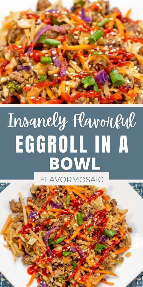 Eggroll In A Bowl, Egg Roll In A Bowl, Slaw Recipes, Egg Roll, Low Carb Meals Easy, Low Carb Dinner, Bowls Recipe, Ground Beef Recipes, Keto Dessert