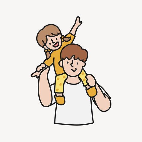 Father Cartoon, Piggyback Ride, Children Images, Father Daughter, Cartoon Illustration, Free Image, Free Photos, Cute Cartoon, Quick Saves