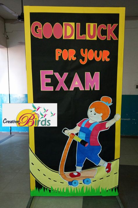 All The Best For Exams Board Decoration, Exams Board Decoration, Best Of Luck For Exams Board Decoration, Exam Bulletin Board Ideas, Exam Board Decoration Ideas, Good Luck For Your Exam, Notice Board Decoration, Nursery School Activities, Good Luck For Exams