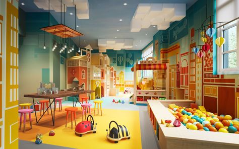 A Children's Playroom   - HouseBeautiful.com Indoor Playroom, Kindergarten Interior, Colorful Playroom, Kids Cafe, Lego Wall, Childrens Playroom, Playroom Design, Luxury Amenities, Mansions For Sale