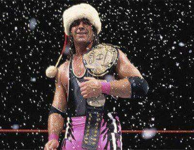 Bret Hart wearing a Santa Claus hat. Wwe Shawn Michaels, Wwe Survivor Series, Hitman Hart, Bret Hart, Hit Man, Watch Wrestling, Survivor Series, Wwe Legends, Shawn Michaels