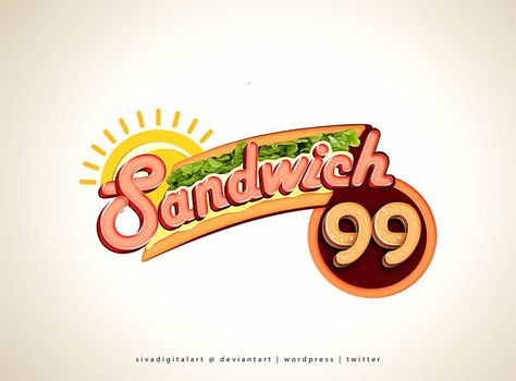 Logo Design for “Sandwich 99” | Sivadigitalart 99 Logo Design, Logo Design Makanan, Sandwich Cubano, Minimal Branding Design, Teal Makeup, Roast Beef Sandwich, Chef Logo, Sandwich Bar, Food Cafe