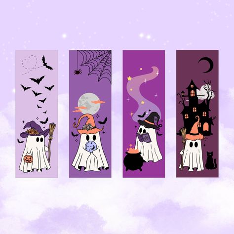 Cute Halloween Bookmarks, Ghost Bookmark, Bookmark Halloween, Bullet Journal Halloween, Spooky Bookmarks, Halloween Bookmarks, Free Printable Bookmarks, Handmade Bookmarks Diy, Library Themes