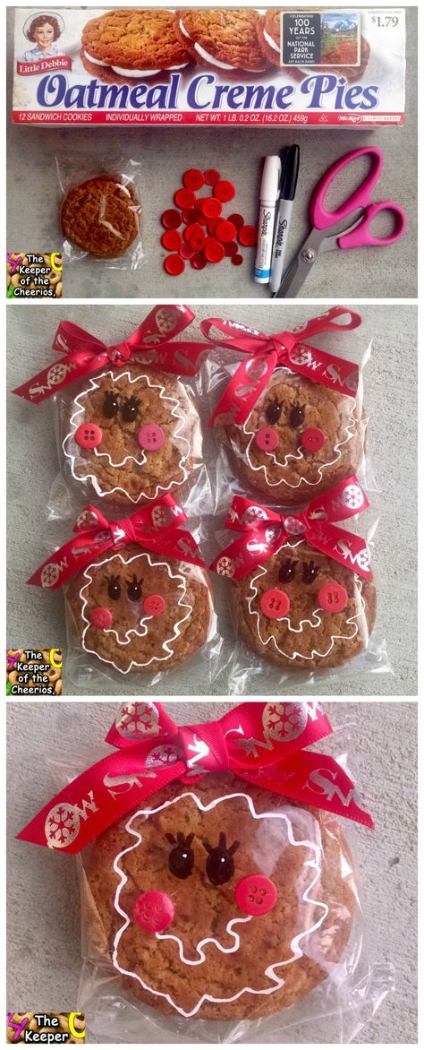 Cutest gingerbread cookies for a christmas treat! Use homemade cookies of course. Jul Kaka, Classroom Christmas, Classroom Treats, Cupcakes Decorados, Christmas Gift Basket Ideas, Gift For Mom Christmas, Christmas Treat, Gingerbread Girl, Christmas School