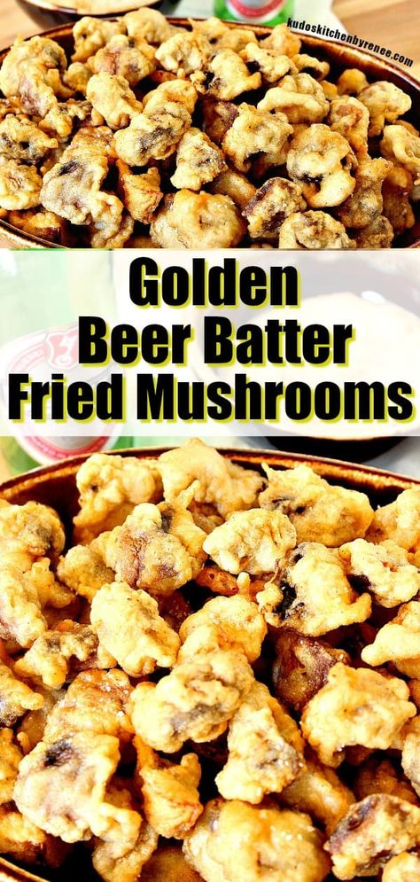 Beer Batter Mushrooms, Cooking With Beer Recipes, Fried Mushrooms Batter, Beer Battered Mushrooms, Horseradish Dipping Sauce, Battered Fries, Battered Mushrooms, Deep Fried Mushrooms, Fried Mushroom Recipes