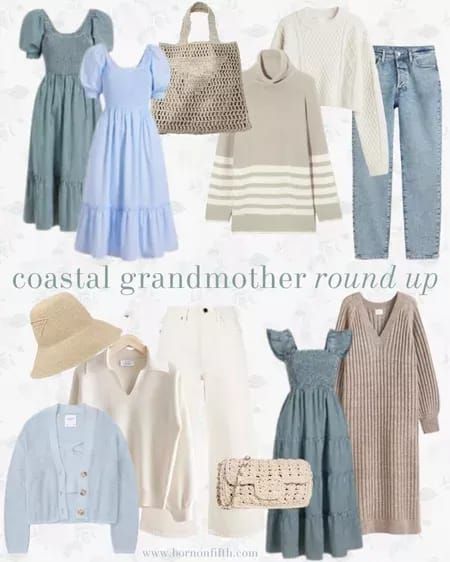 Outfits For Mothers, Coastal Grand Mother Outfits, Grandmillennial Outfits, Granny Outfit Ideas, Coastal Grandmother Outfits 2024, Winter Coastal Grandmother Outfits, Coastal Granny Style, Grandmillennial Fashion, Grand Millennial Style Outfits