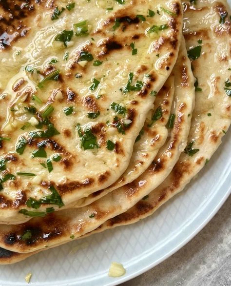 Garlic Butter Naan Recipe | Verna Gao Garlic Nan Recipes, Butter Garlic Naan, Garlic Butter Naan Recipe, Nan Recipe, Butter Naan Recipe, Garlic Butter For Bread, Garlic Naan Recipe, Butter Bread Recipe, Egg Curry Recipe