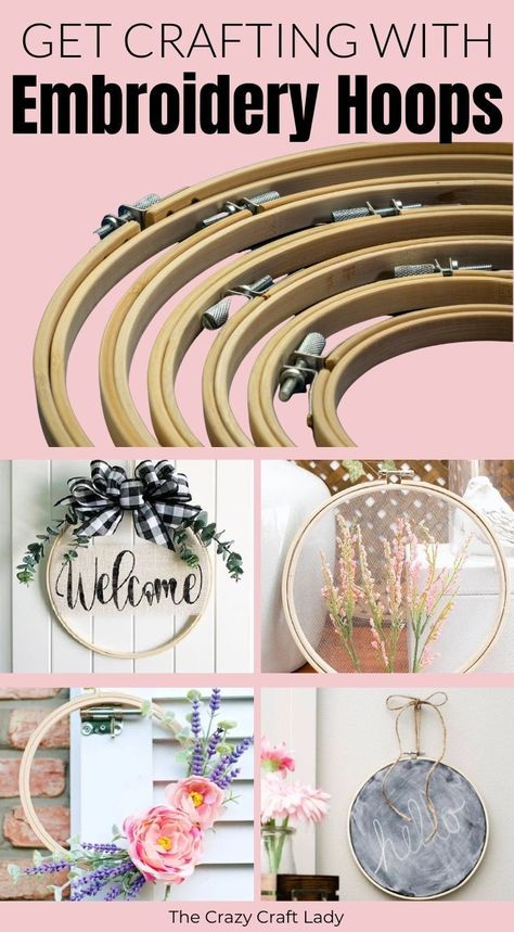 Sewing Hoop Decor, Embroidery Hoops With Lace, Quilting Hoop Crafts, Crafts With Embroidery Hoops Ideas, Fabric Hoop Decor Wall Art, Embroidery Ring Decor Wall Art Diy, Hoop Ideas Wall Decor, Crochet On A Hoop, Big Embroidery Hoop Wall Art