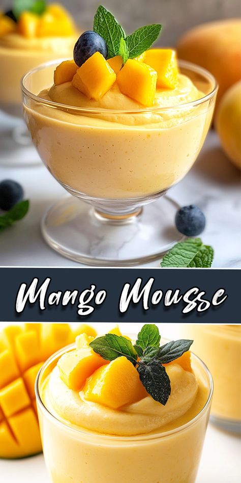 Light, fruity, and oh-so-refreshing! This easy dessert is perfect for summer gatherings or as a sweet treat any time of year. Made with fresh mango puree, whipped cream, and a hint of citrus, it’s a no-bake delight that melts in your mouth. ✨ 

📌 Save this recipe to your dessert board for future cravings. Follow for more easy, fruity dessert ideas! 🍰

#MangoMousse #EasyDessert #NoBakeTreats #TropicalDessert #SummerSweets #WhippedCreamLover #QuickRecipes #MangoLovers Light Fruity Desserts, Fruity Dessert Ideas, Easy Mango Desserts, Mango Mousse Dessert, Recipes With Mango, Mango Mousse Recipe, Mango Delight, Whipped Cream Desserts, Fruity Dessert