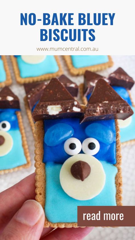 Bluey Themed Cookies Decorated, Bluey Crafts, Nice Biscuits, Bingo Birthday, Bake Sale Treats, School Holiday Activities, Bluey Party, Cheese And Crackers, Bluey Bingo