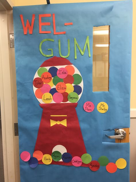 Gumball Door Decoration, School Library Displays, Gum Drop, Fall Door Decorations, Autumn Tree, Office Door, Class Room, Gum Drops, Library Displays