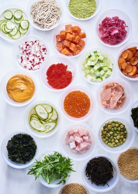 An incomplete primer on everything beyond rice and fish. Poke Bowl Toppings, Asia Bowl, Rice And Fish, Blue Zone Recipes, Blue Zones Recipes, Food Essentials, Zone Recipes, Lunch Bowls, Pastries Desserts