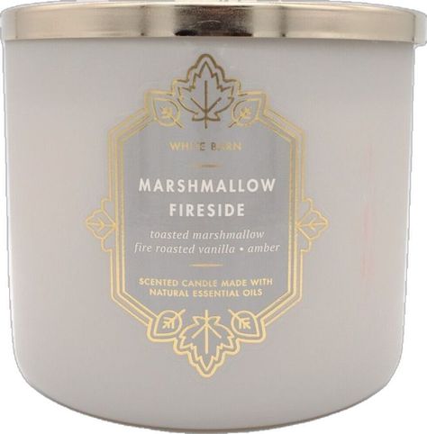 Marshmallow Fireside Candle, Marshmallow Fireside, Toasted Marshmallow, Fire Roasted, White Barn, 3 Wick Candles, Fragrance Notes, Natural Essential Oils, Candle Making