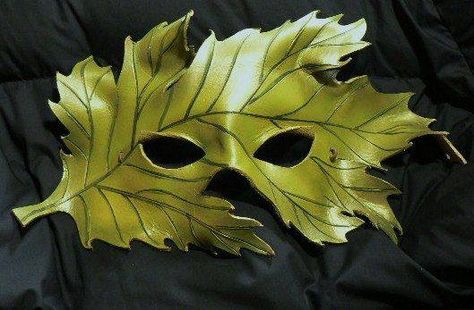 Venetian Masks, Leather Mask, Mardi Gras Mask, Gothic Steampunk, Masks Art, Masks Masquerade, Fantasy Costumes, Oak Leaf, Green Man