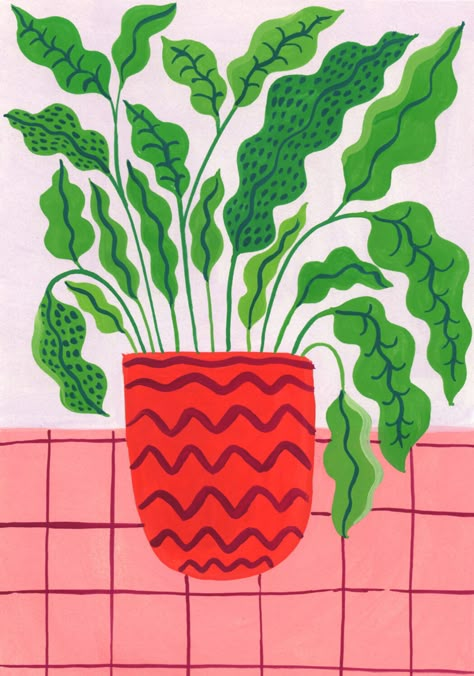 Agathe Singer • Handsome Frank • Home to the world's greatest illustrators Posca Art, Plant Painting, Plant Illustration, Naive Art, Plant Art, Pastel Art, Arte Floral, Red Pattern, Botanical Illustration