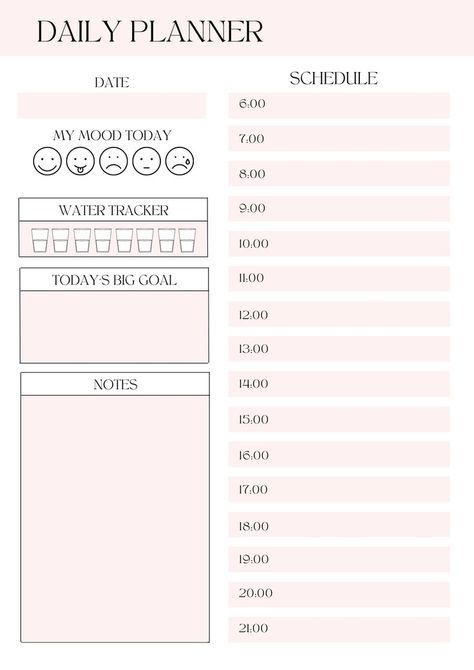 Digital Daily Planner, Daily Schedule Planner, Penanda Buku, Study Planner Printable, To Do List Printable, Desain Quilling, Daily Mood, Daily Planner Pages, Schedule Planner