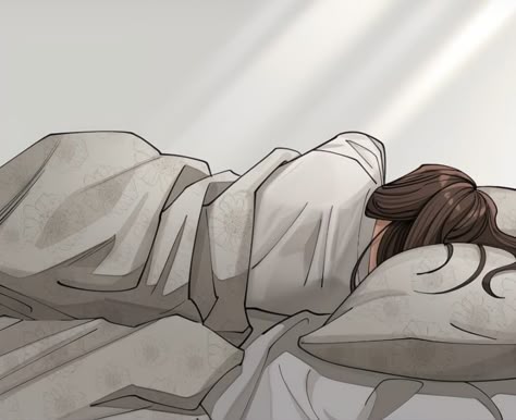 Manhwa Sleeping, Sleeping Pfp Anime, Person Sleeping Drawing, Sleeping Anime, Drawing Sleeping, Anime Sleeping, Fire Aesthetics, Silver Hair Girl, Sleeping Art