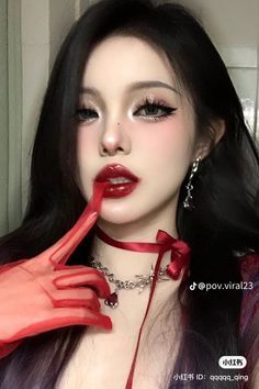 Christmas Makeup Douyin, Korean Christmas Makeup, Chinese New Year Makeup Look, Chinese New Year Makeup, Lunar New Year Makeup, Winx Club Redesign, Russian Makeup, Christmas Makeup Ideas, Long Pink Hair