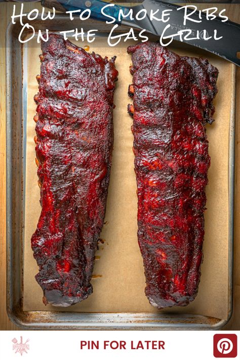 how to smoke ribs using a gas grill Grilled Baby Back Ribs, Grilled Dinner Recipes, Pork Ribs Grilled, Easy Grilling Recipes, Back Ribs, Smoked Ribs, Ribs On Grill, Baby Back Ribs, How To Grill Steak