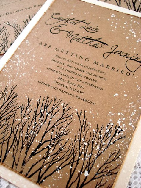 Roaring log fires, Christmas trees and (if you're lucky) a blanket of snow on your way to the altar. Who wouldn't want a winter wedding? Forest Invitation, Winter Wedding Invitations, Winter Wedding Inspiration, Winter Wonderland Wedding, Rustic Invitations, Wonderland Wedding, E Card, Wedding Invitations Rustic, Wedding Stationary