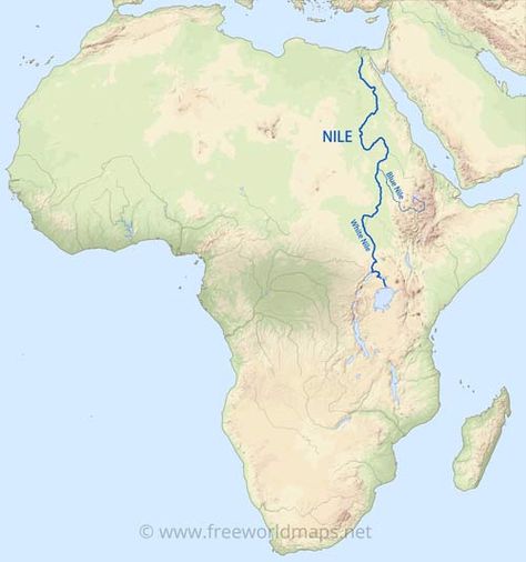 River Nile on map of Africa Nile River Map, World Map Africa, Egypt Poster, River Nile, Geography Activities, Map Of Africa, African Continent, Bible History, Nile River