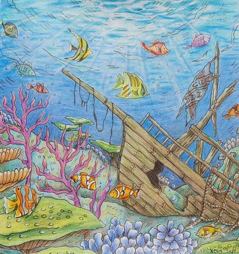 Ship Wreck Drawing, Shipwreck Drawing, Ship Wreck, School Study Tips, Shipwreck, Drawing Sketches, Colorful Art, Drawings, Color