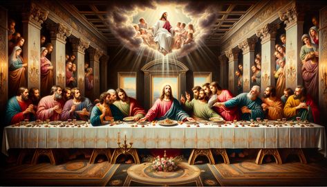 Grand Interpretation of the Last Supper Scene | Deep Dream Generator Last Supper Hd Images, Last Supper Painting, Last Supper Art, The Last Supper Painting, Last Super, Jesus Last Supper, Norms And Values, Lords Supper, Painting Realistic