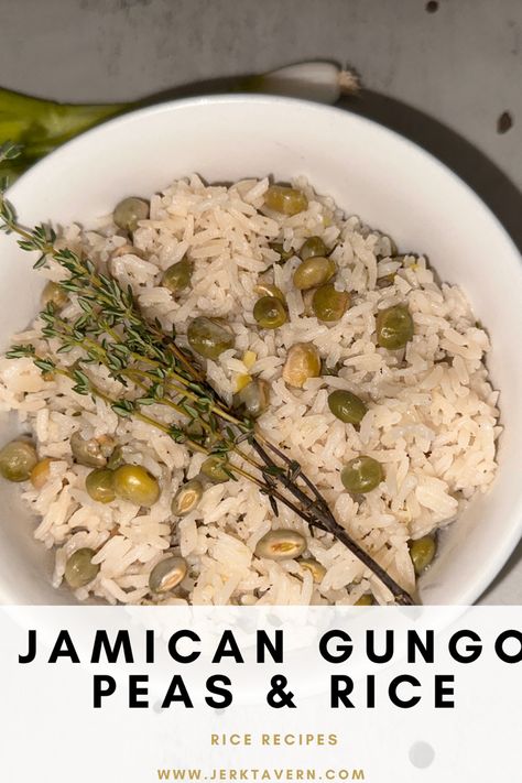 How to make Jamaican Gungo Rice and Peas Rice And Peas Jamaican, Hosting Food, Belizean Food, Peas And Rice, Thanksgiving Dish, Haitian Food, Jamaican Cuisine, Oxtail Recipes, Jamaican Dishes