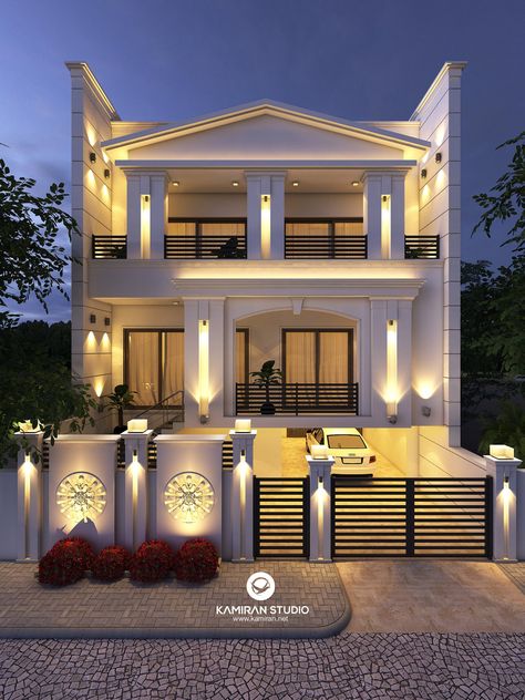 Front Wall Design Of House, Modern Classic House Design Exterior, Modern Classic House Design, New Model House, House Front Wall Design, House Front Elevation, Classical House, House Roof Design, House Balcony Design