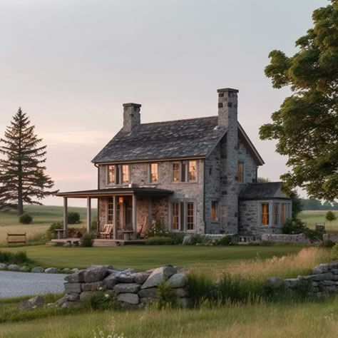 10+ Stunning Farmhouse Exterior Design Ideas You'll Love • 333+ Art Images English Cottage New Build, Farmhouse Cabin Exterior, Modern Stone Cottage Exterior, English Cottage Farmhouse Exterior, English Cottage Exterior Design, English Countryside Home Exterior, Cottage Stone Exterior, English Countryside Exterior, English Cottage Style House Plans