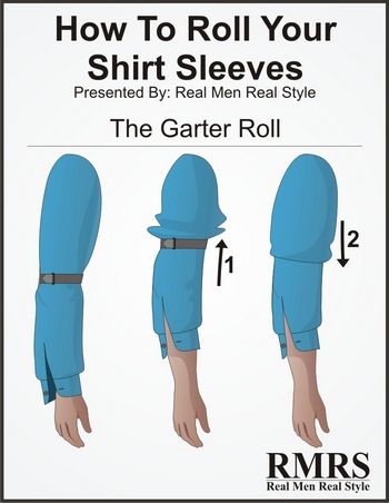 The sleeve band disappeared for a few decades and regained popularity after soccer player David Beckham used them to give his sleeves a slim and neat appearance Garter Sleeve Roll, Roll Up Shirt Sleeves, Sleeve Folds, Barista Outfits, Shirt Garters, Sleeve Garter, Real Men Real Style, How To Roll, Shirt Tutorial