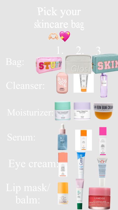 #skincare Choose Your Skincare, Good Skin Care Products For Teens, Pick Your Skincare, Skincare Products For Teens, Skincare Shuffles, Beachy Girl, Girly Vibes, Girls Birthday Party Themes, Survival Skills Life Hacks