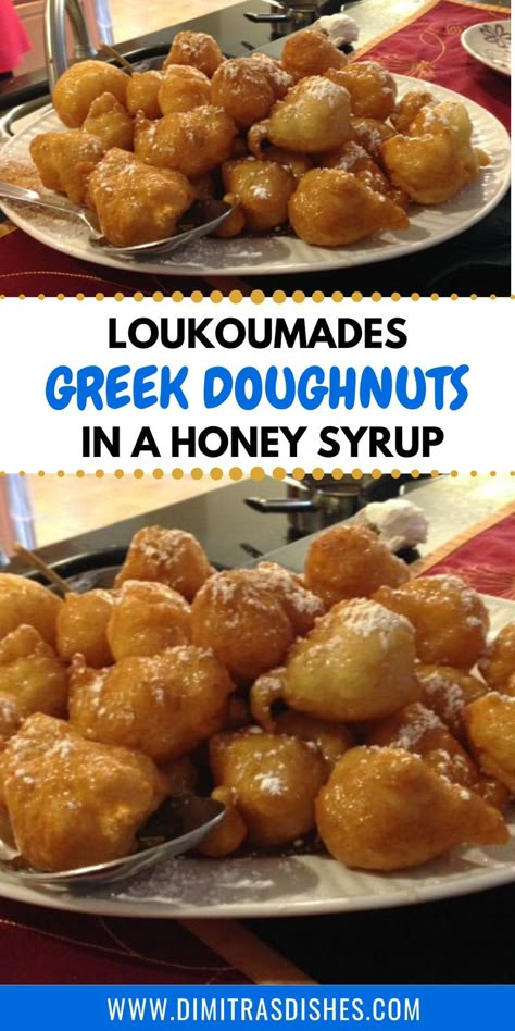 Loukoumades Recipe Easy, Greek Donuts Recipes, Greek Loukoumades, Greek Deserts, Greek Meals, Greek Donuts, Fictional Food, Dimitras Dishes, Greek Dessert