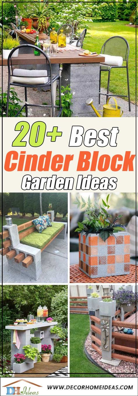 Best Cinder Block Garden Ideas #cinderblock #garden #decorhomeideas Cement Block Flower Bed, Cinder Block Fence Ideas, Cinder Block Plant Stand, Decorative Cinder Blocks, Cinderblock Planter, Allotment Inspiration, Cinder Block Garden Wall, Cinder Block Projects, Cinder Block Shelves