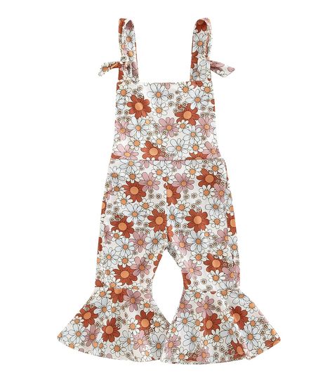 Toddler Bell Bottoms, Flower Print Jumpsuit, Floral Overalls, Bell Bottoms Outfit, Bell Bottom Jumpsuits, Toddler Jumpsuit, Jumpsuit Fall, Flare Jumpsuit, Toddler Romper