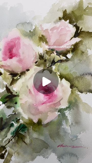 Winnie WATERCOLOR ARTIST on Instagram: "💐Painting loose Watercolor roses without sketch.  Canvas prints and fine art prints on high quality papers from the size of 8"x10" to 30"x40". Check it out on my website, MoonMoonArtwork.com or simply click the link in my bio.  #loosewatercolor #looseroses #watercolorroses #watercolorflowers #paintingprocess #watercolorprocess #watercolorinprogress #rosewatercolor #flowerwatercolor #aquarellepainting  #artistlog  #painting🎨#art  #artworkdaily #torontoartist #torontoart #rosewallart #watercolorwallart #watercolorart #watercolorsketch ##watercolorartists #artoftheday #artistoninstagram #artistofinstagram #watercolorpractice #watercolor #watercolorpainting #painting #drawing #artworkdaily" Roses In Watercolor, Loose Flower Painting, Loose Watercolor Roses, Watercolor Painting Ideas On Canvas, Watercolor Roses Tutorial, Flowers Watercolor Paintings, Flower Sketching, Watercolor Samples, Rose Painting Watercolor