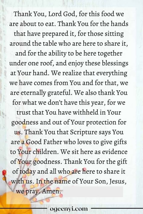 Food Blessings Quotes, Prayers To Bless Food, Thanksgiving Day Prayer Families, Blessing Over Food, Prayer For Meal Time, Wedding Prayer Dinner, Dinner Prayers Family, Meal Prayers Dinner Table, Christmas Prayers For Dinner