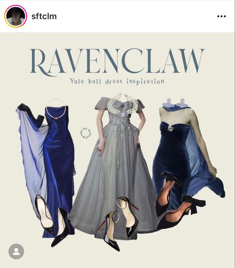 Ravenclaw Yule Ball Dresses, Ravenclaw Yule Ball Gowns, Yule Ball Dress Aesthetic, Ball Dress Aesthetic, Ravenclaw Outfit Aesthetic, Yule Ball Dress Ideas, Ravenclaw Dress, Ravenclaw Yule Ball, Yule Ball Outfits