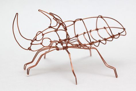 Rhinoceros Beetle | Made from copper wire. Available on Etsy… | Flickr Exterior Wall Art, Rhinoceros Beetle, Costume Jewelry Crafts, Oc Aesthetic, Wire Art Sculpture, Art Wire, How To Make Lanterns, Insect Art, Metal Art Sculpture