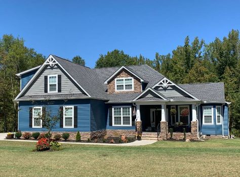 Gallery - ABTCO Vinyl Siding Blue Vinyl Siding House, Blue Vinyl Siding, Dutch Lap Vinyl Siding, Vinyl Siding House, Siding House, Vinyl Siding Colors, Blue Siding, Clapboard Siding, Black Shutters