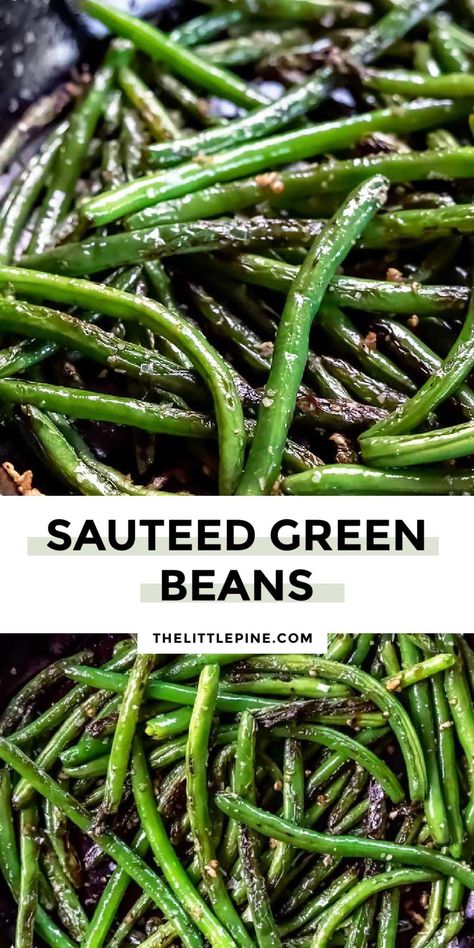 *NEW* Incredibly easy but so full of flavor, these simple sautéed green beans have the perfect texture and come together in under 10 minutes. #sauteedgreenbeans #lowcarbgreenbeans Low Carb Beans, Soy Sauce Green Beans, Oven Green Beans, Fresh Green Bean Recipes, Seasoned Green Beans, Green Beans Almondine, Sauteed Green Beans, Cooking Green Beans, Garlic Green Beans